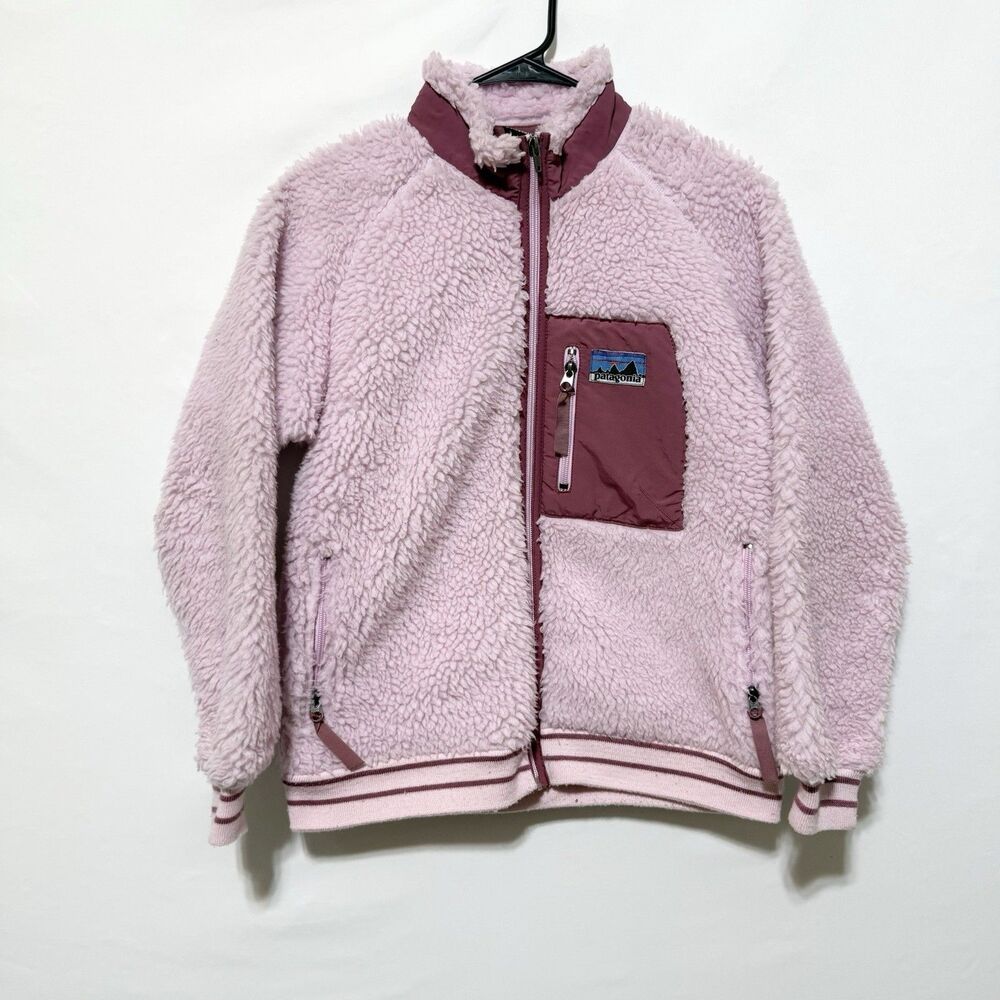 Vintage Patagonia Synchilla Retro Fleece Jacket Youth XL Pink Kids Full Zip
